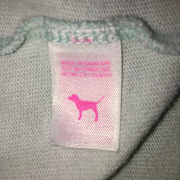 PINK Victorias Secret Womens S Mint Green Gray Zip Up Long Sleeve Hoodie READ - Picture 8 of 10